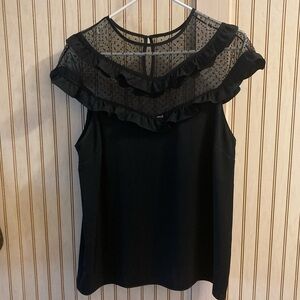 Amanda Uprichard Black Ruffled Sleeveless Blouse